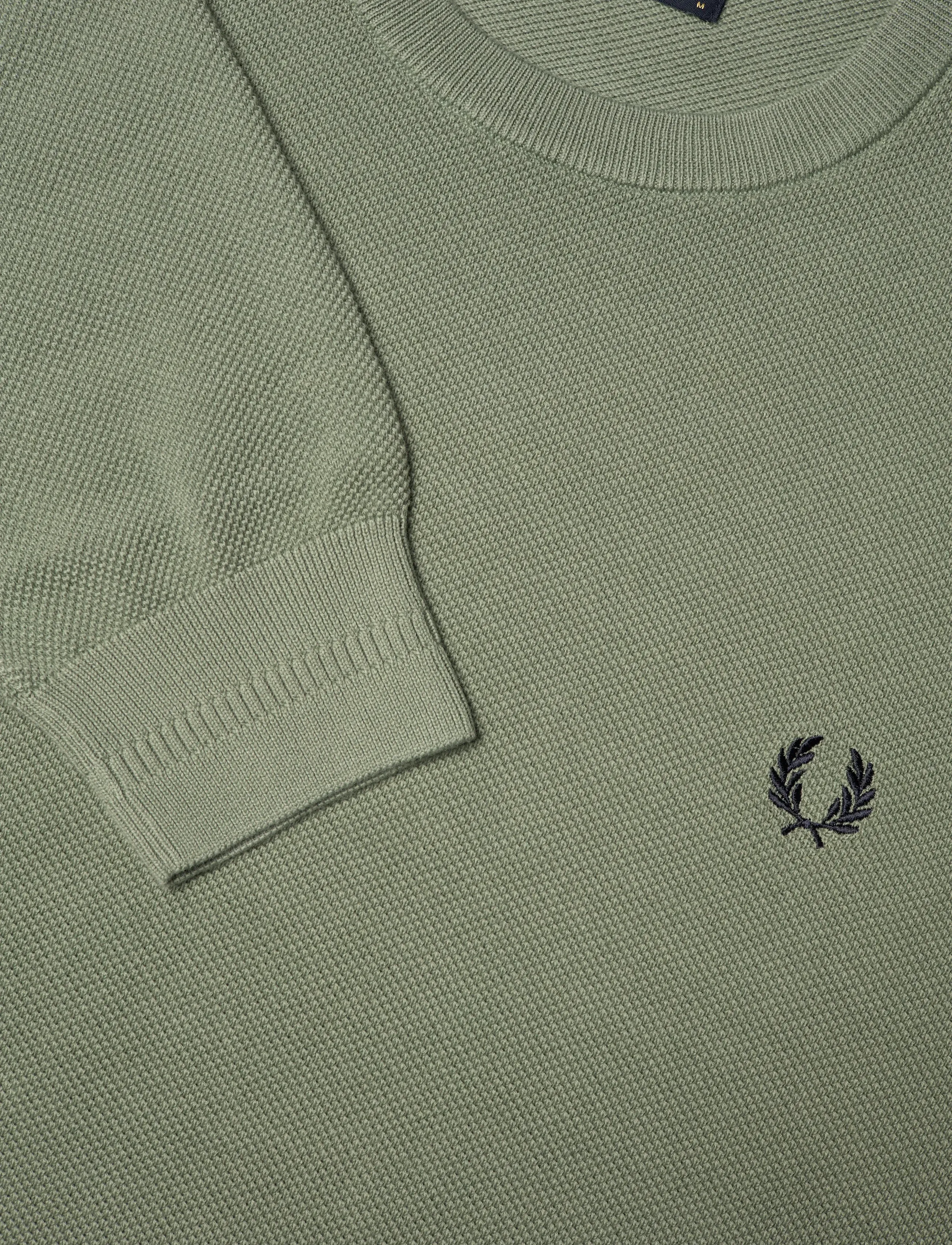 Fred Perry - PIQUE STITCH JUMPER - rundhalsad - bayleaf - 2