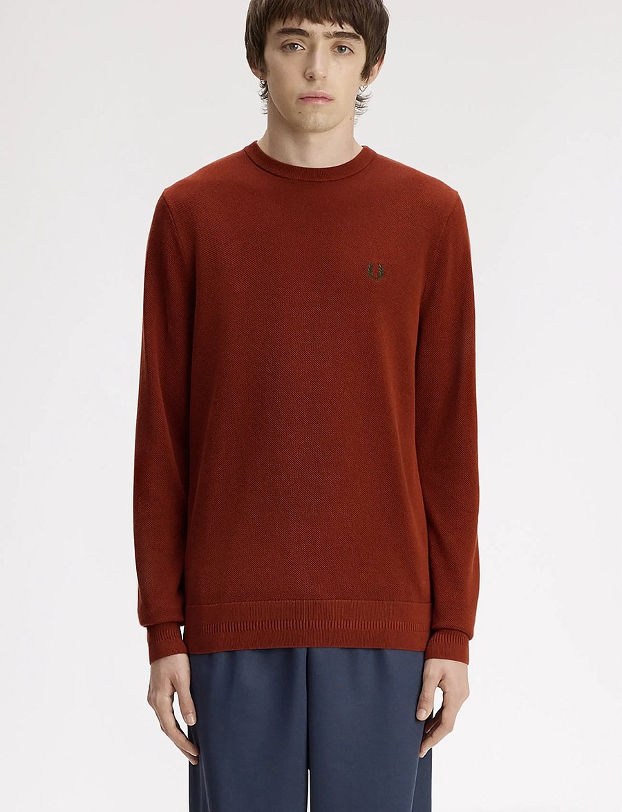 Fred Perry - PIQUE STITCH JUMPER - rundhals - brandy - 0