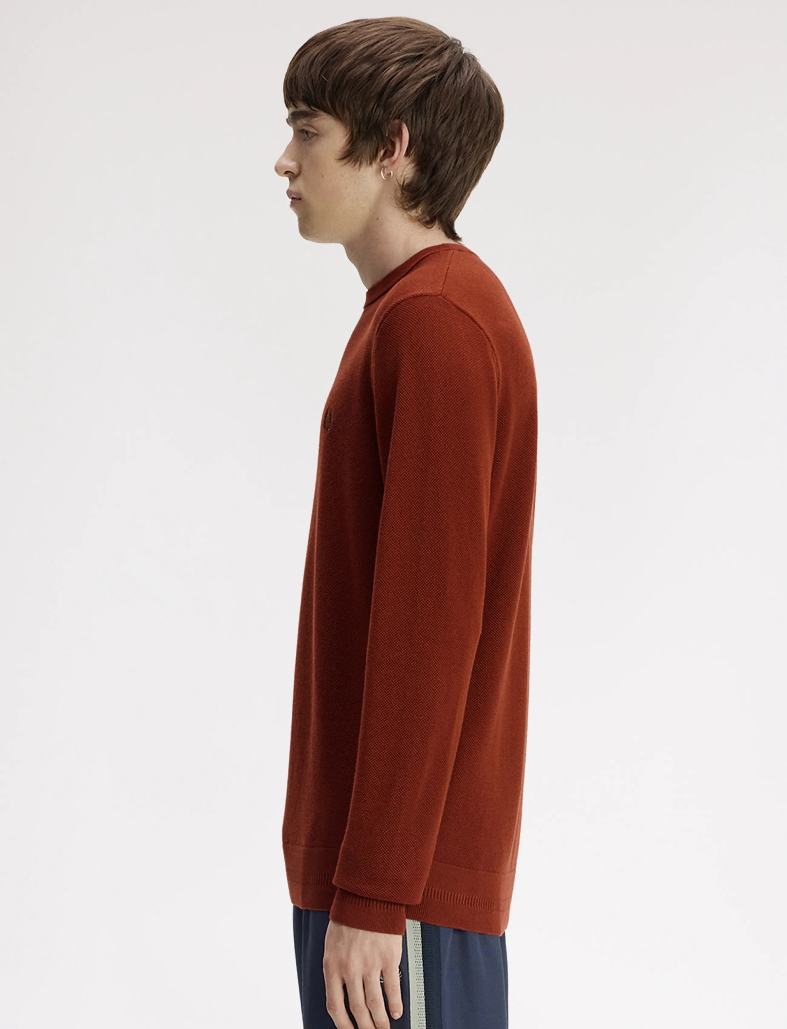 Fred Perry - PIQUE STITCH JUMPER - Ümara kaelusega - brandy - 3