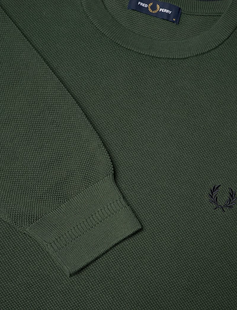 Fred Perry - PIQUE STITCH JUMPER - rund hals - court green - 2