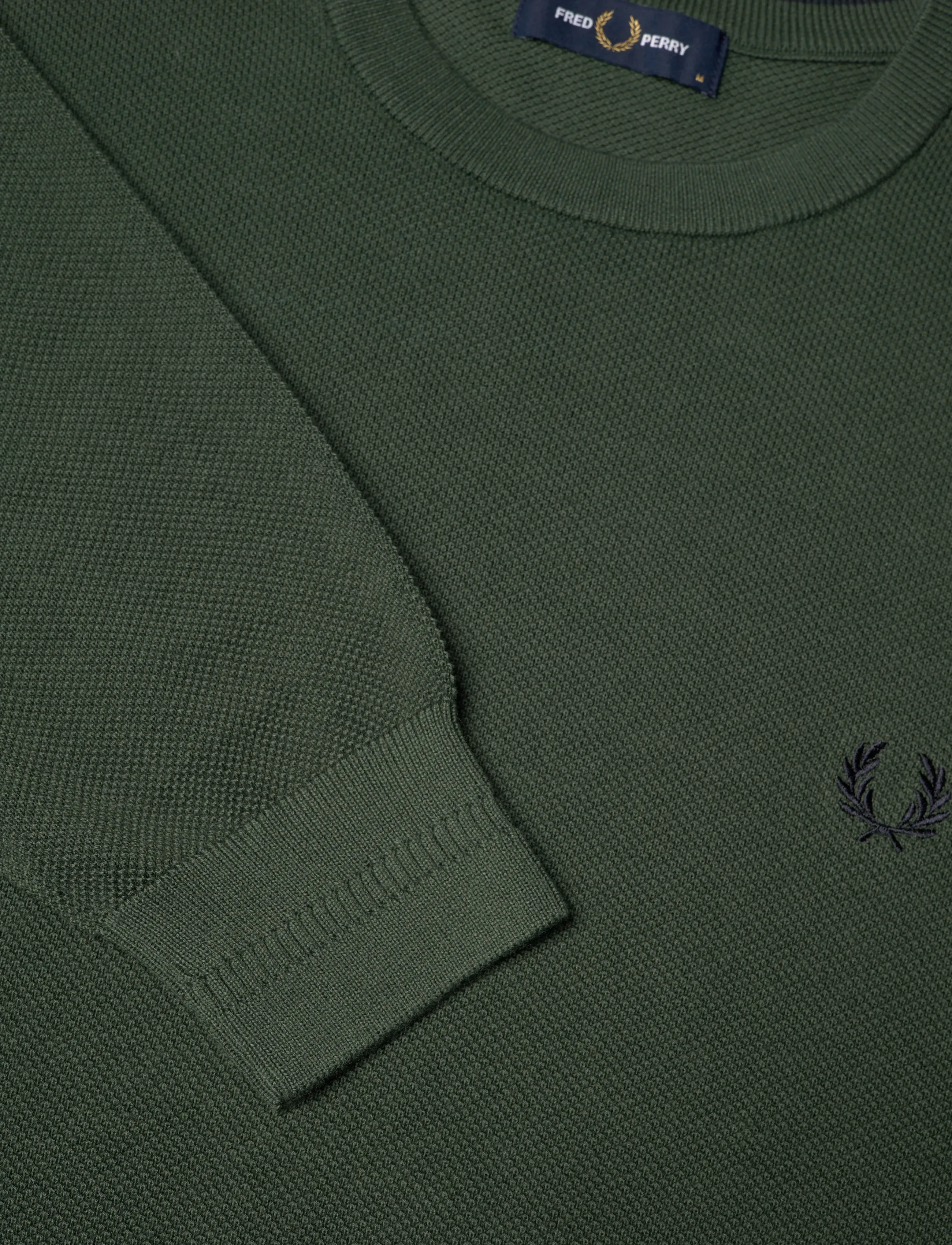 Fred Perry - PIQUE STITCH JUMPER - rundhals - court green - 2
