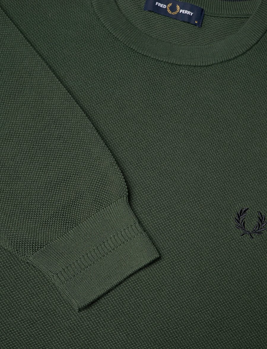 Fred Perry - PIQUE STITCH JUMPER - rund hals - court green - 2