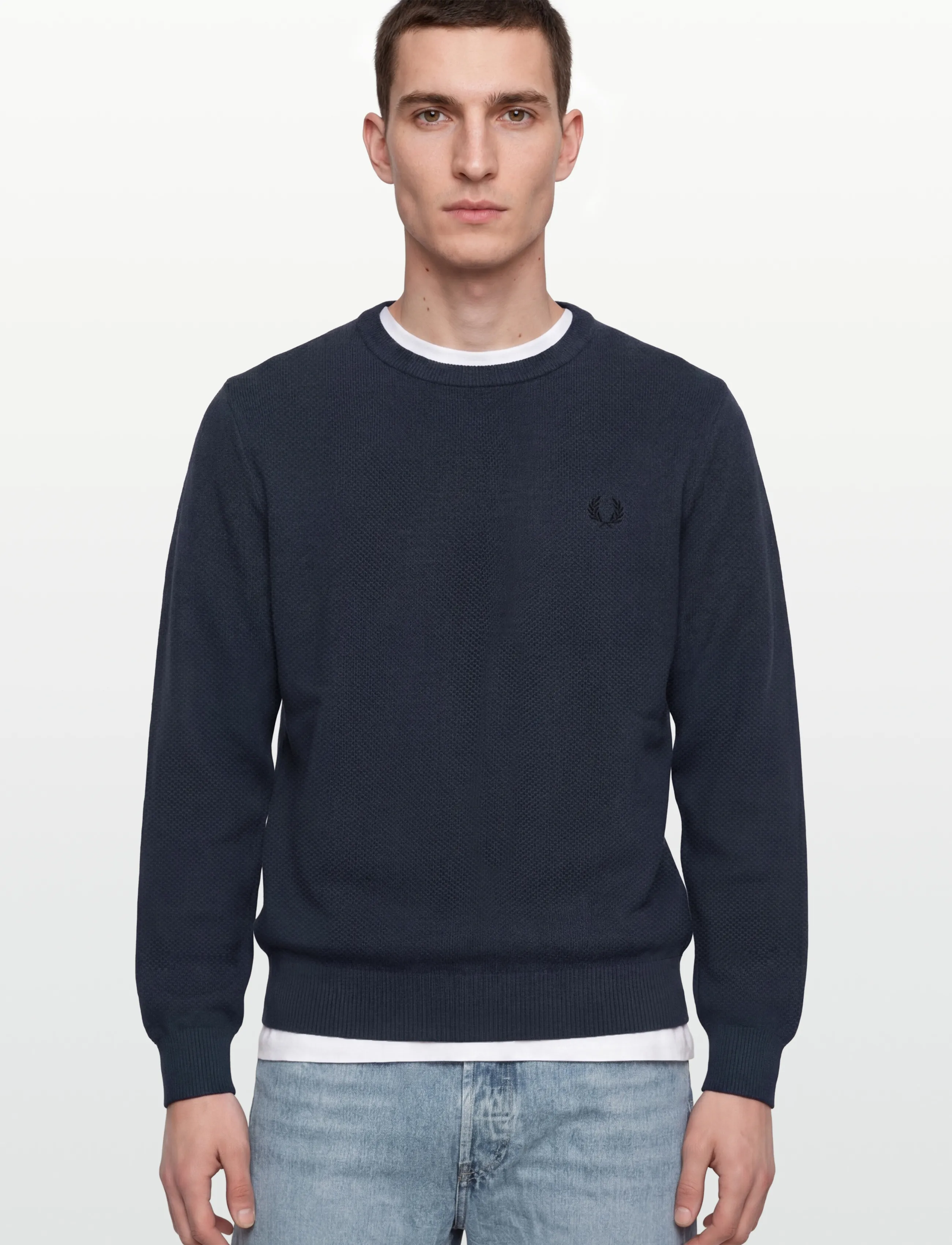 Fred Perry - PIQUE STITCH JUMPER - rundhals - dark airforce - 3