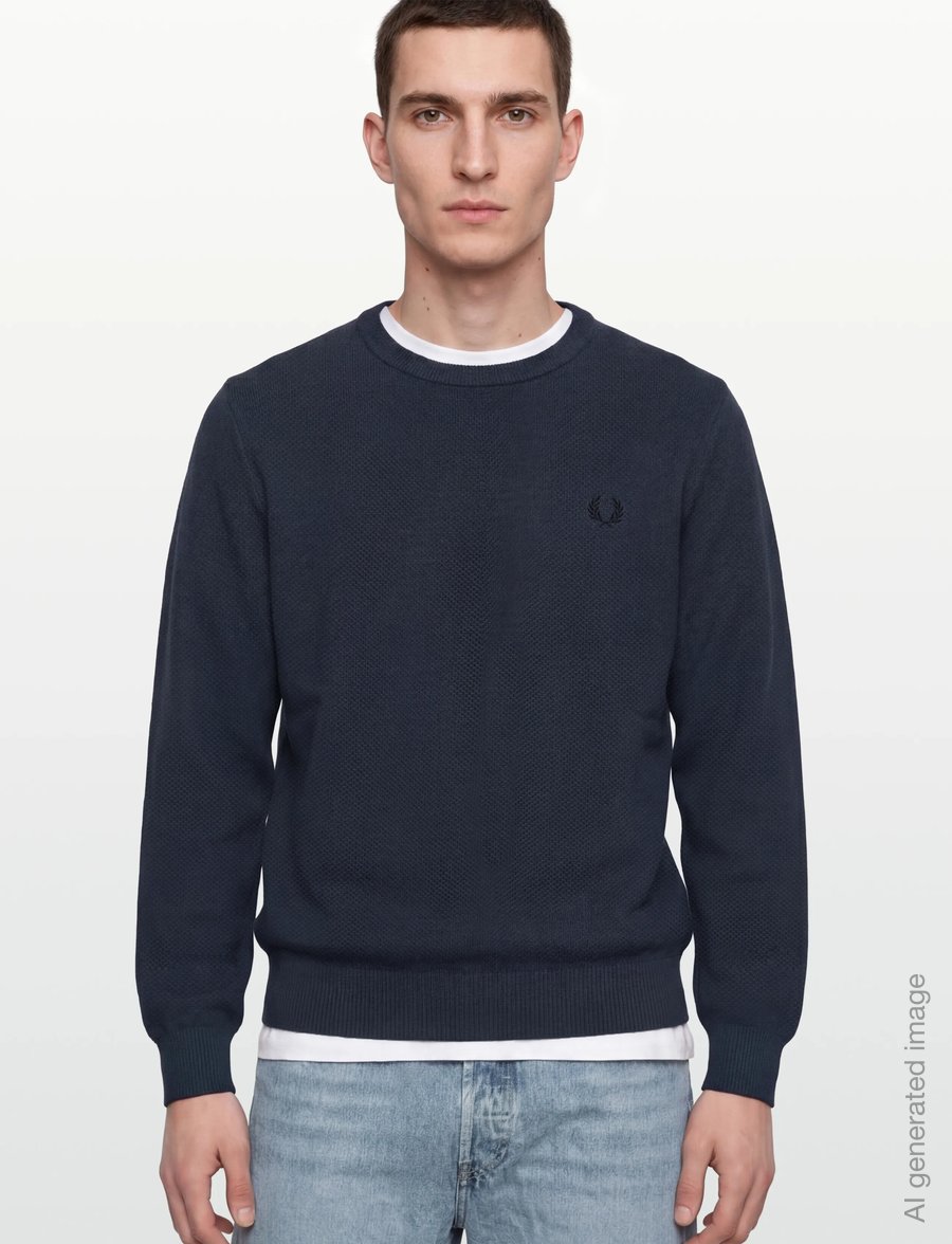 Fred Perry - PIQUE STITCH JUMPER - round necks - dark airforce - 3