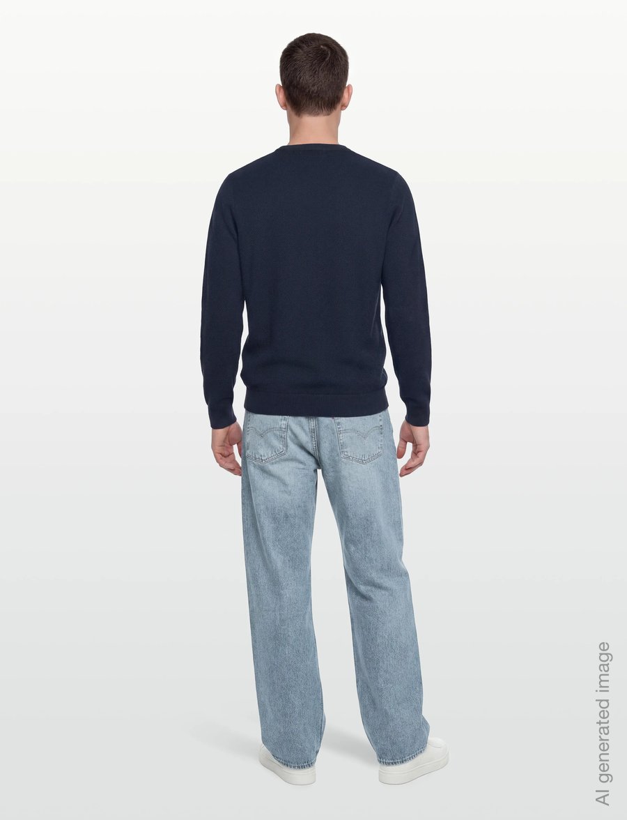 Fred Perry - PIQUE STITCH JUMPER - round necks - dark airforce - 4