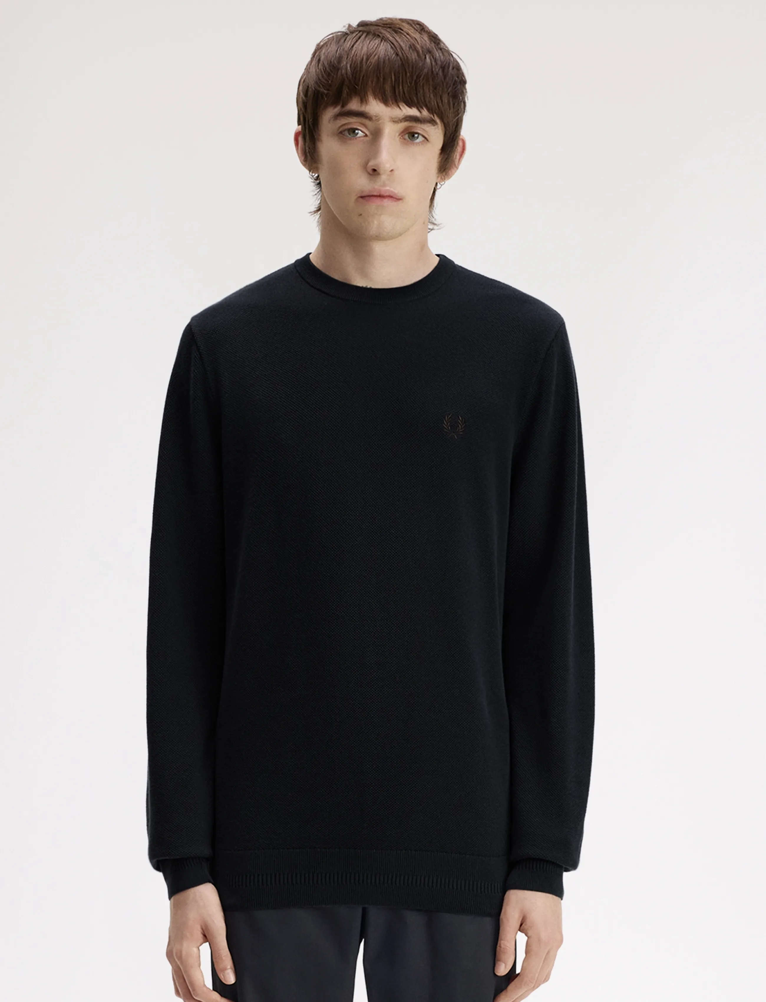 Fred Perry PIQUE STITCH JUMPER - Kleidung - NAVY / navy