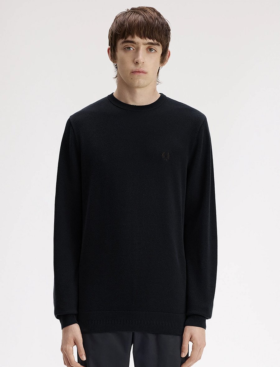 Fred Perry - PIQUE STITCH JUMPER - Ümara kaelusega - navy - 0