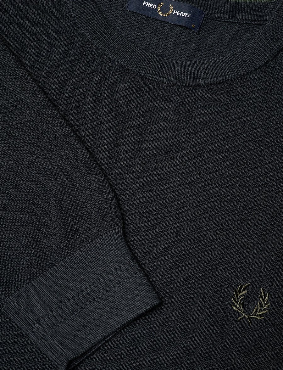 Fred Perry - PIQUE STITCH JUMPER - Ümara kaelusega - navy - 2
