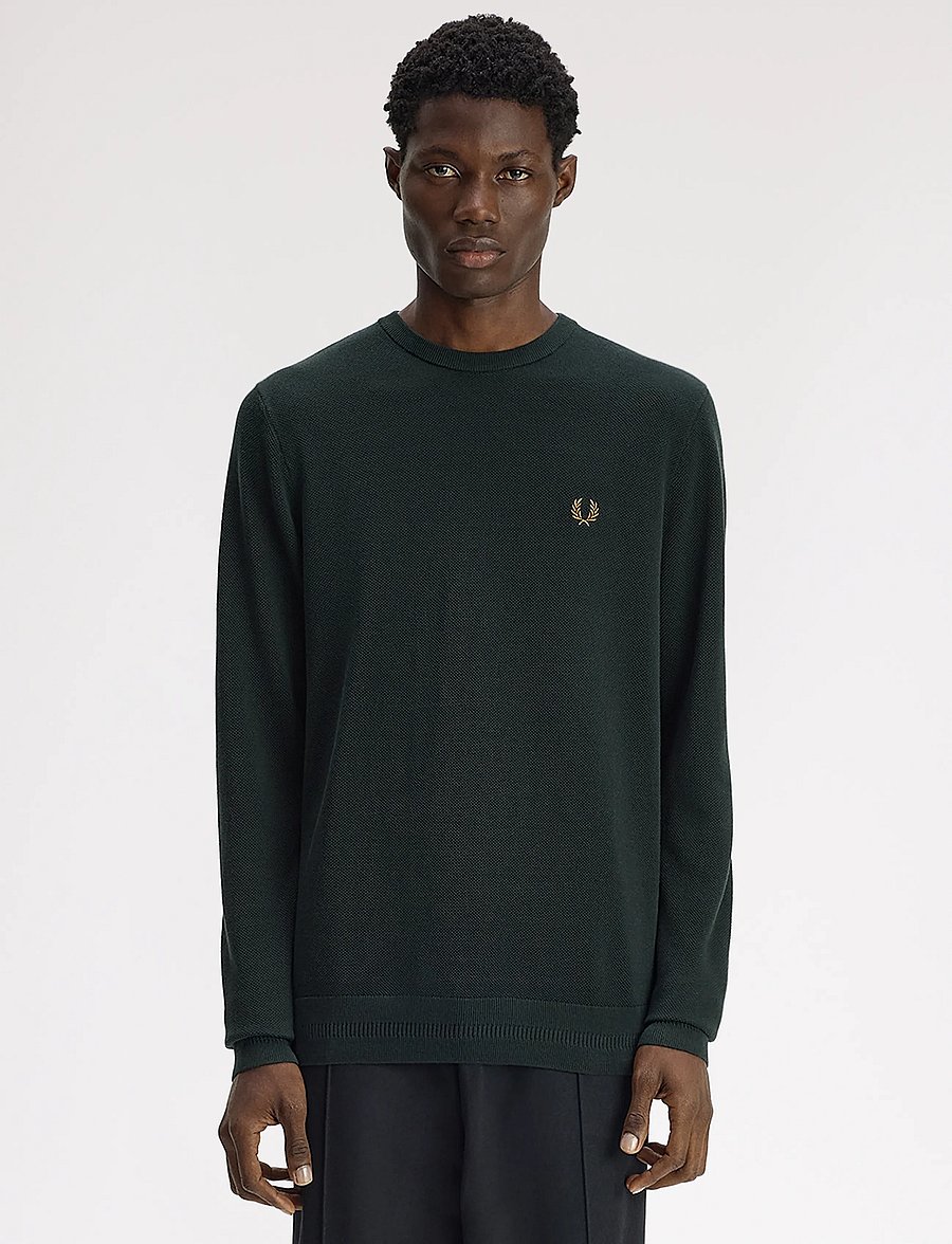 Fred Perry - PIQUE STITCH JUMPER - rundhals - night green - 0