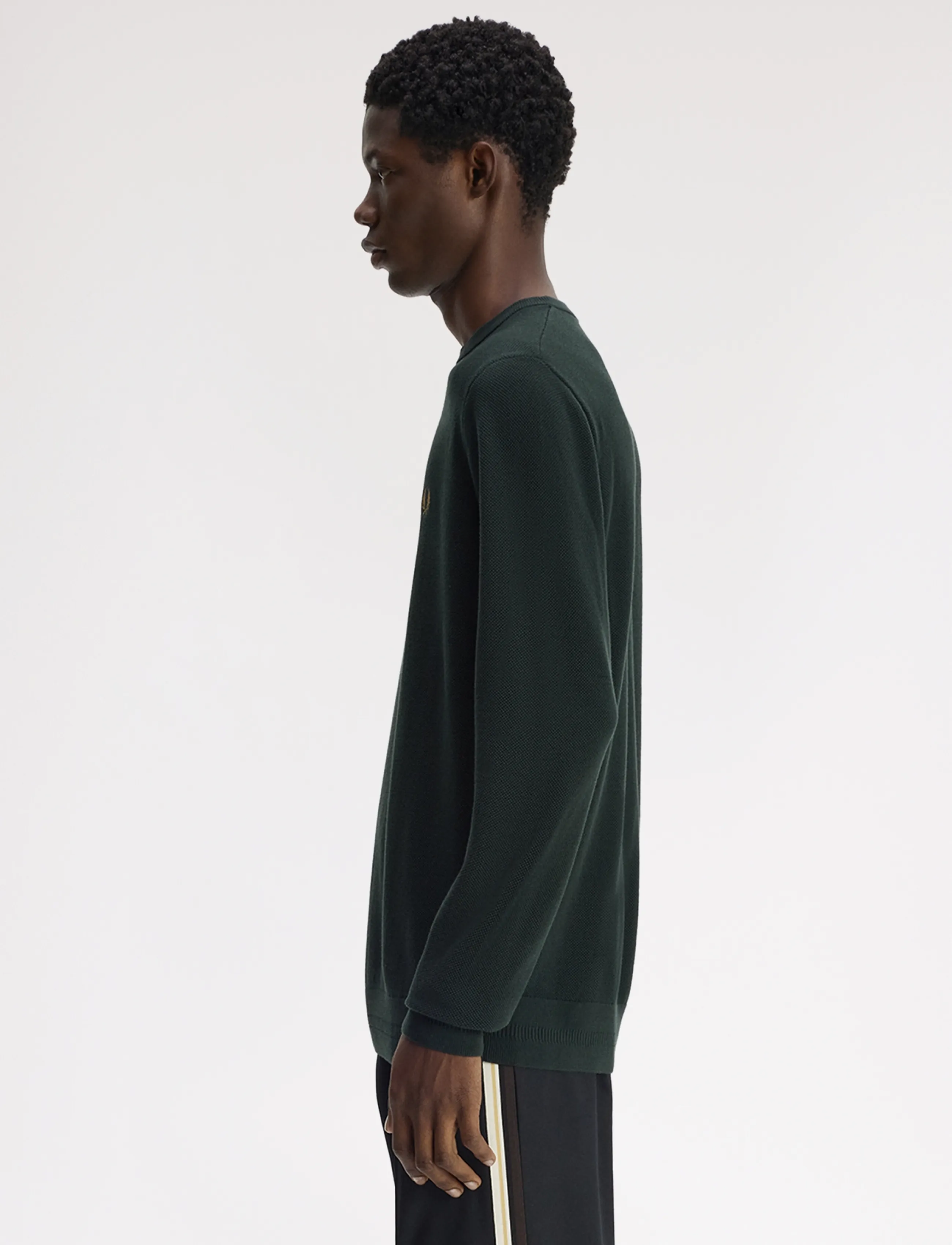 Fred Perry - PIQUE STITCH JUMPER - round necks - night green - 3