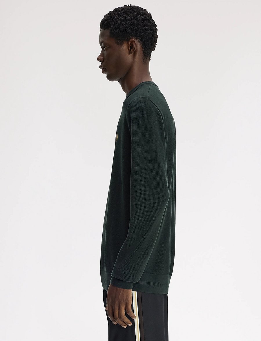 Fred Perry - PIQUE STITCH JUMPER - rundhals - night green - 3