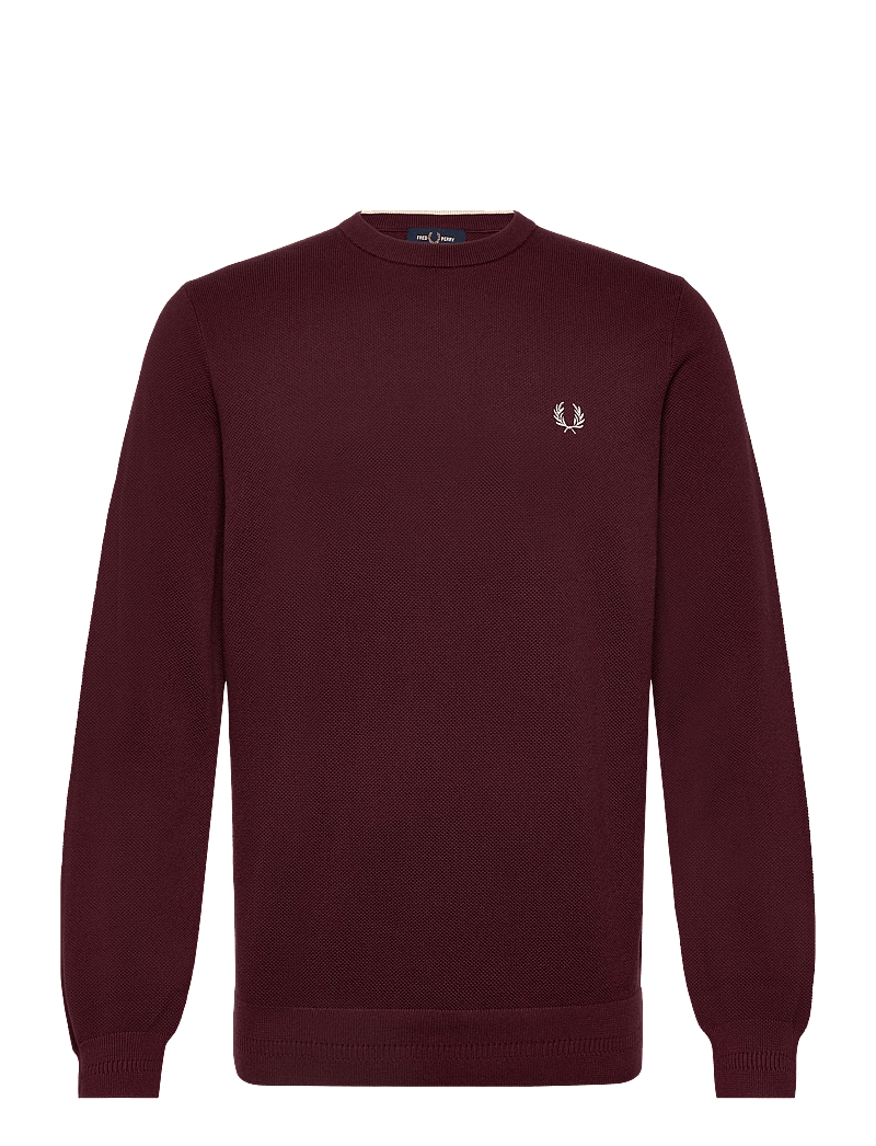 Fred Perry - PIQUE STITCH JUMPER - rundhalsad - oxblood - 0