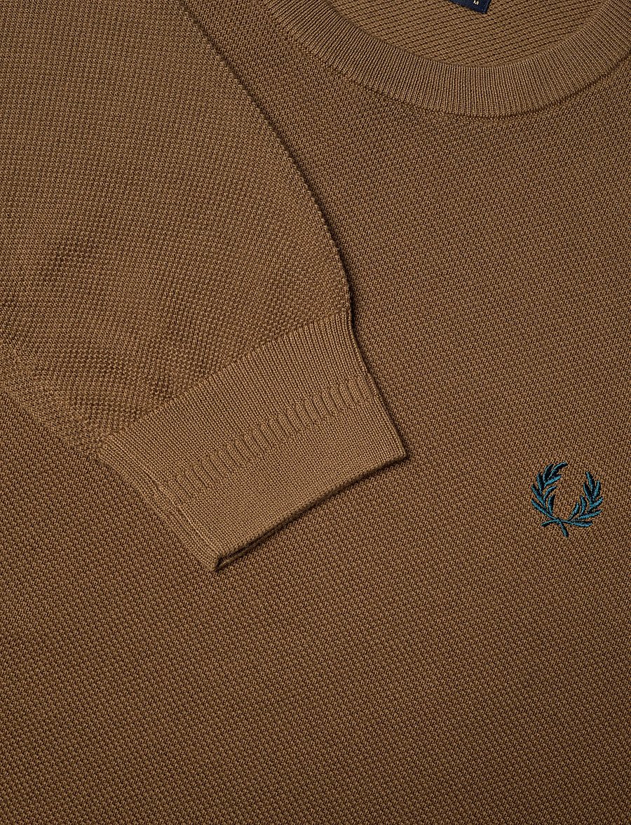 Fred Perry - PIQUE STITCH JUMPER - rundhals - shaded stone - 2