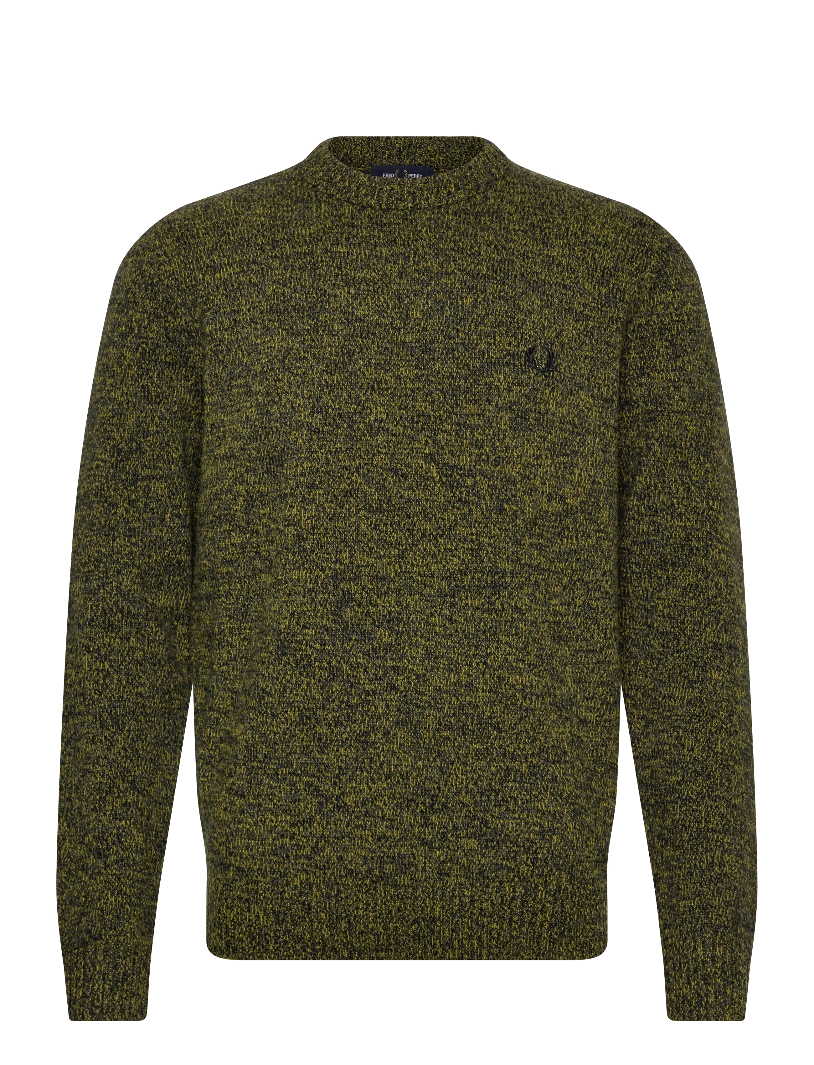 Fred Perry TWISTED MARL JUMPER - Kläder - AGRY/TYLLW/BLK / green