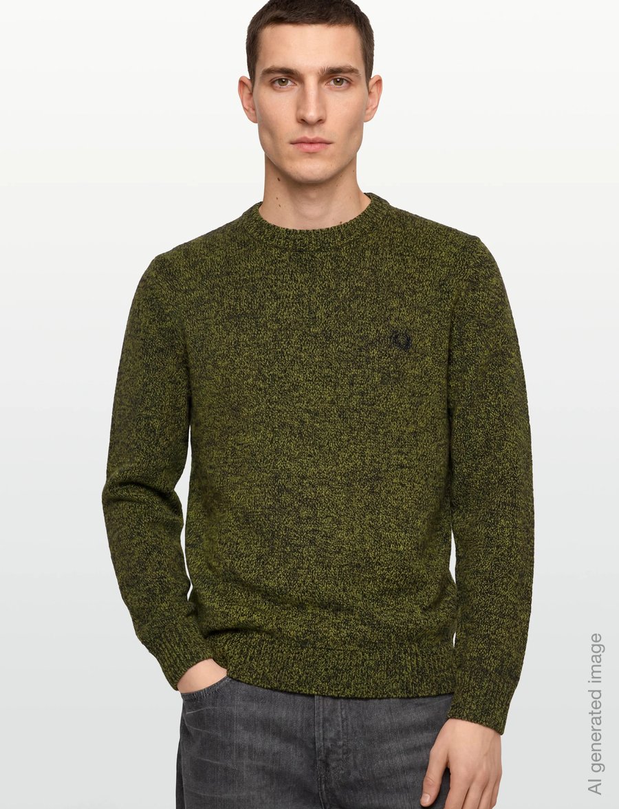 Fred Perry - TWISTED MARL JUMPER - rundhals - agry/tyllw/blk - 3