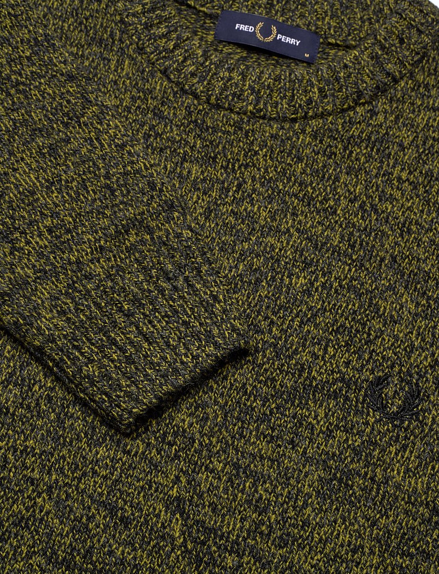 Fred Perry - TWISTED MARL JUMPER - rundhals - agry/tyllw/blk - 5