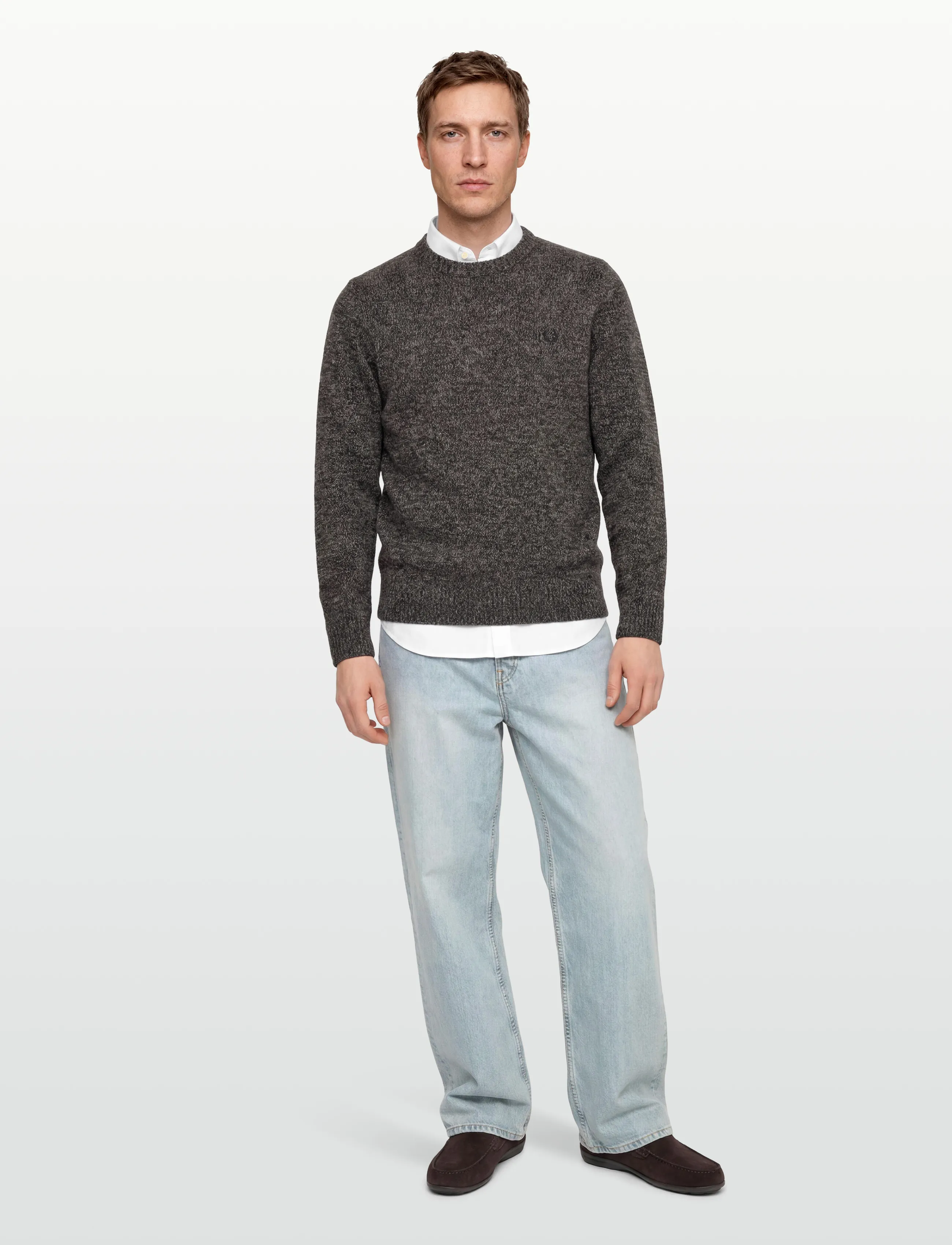 Fred Perry Twisted Marl Jumper, XL, Brown, Strik > Runde Halse, Herre