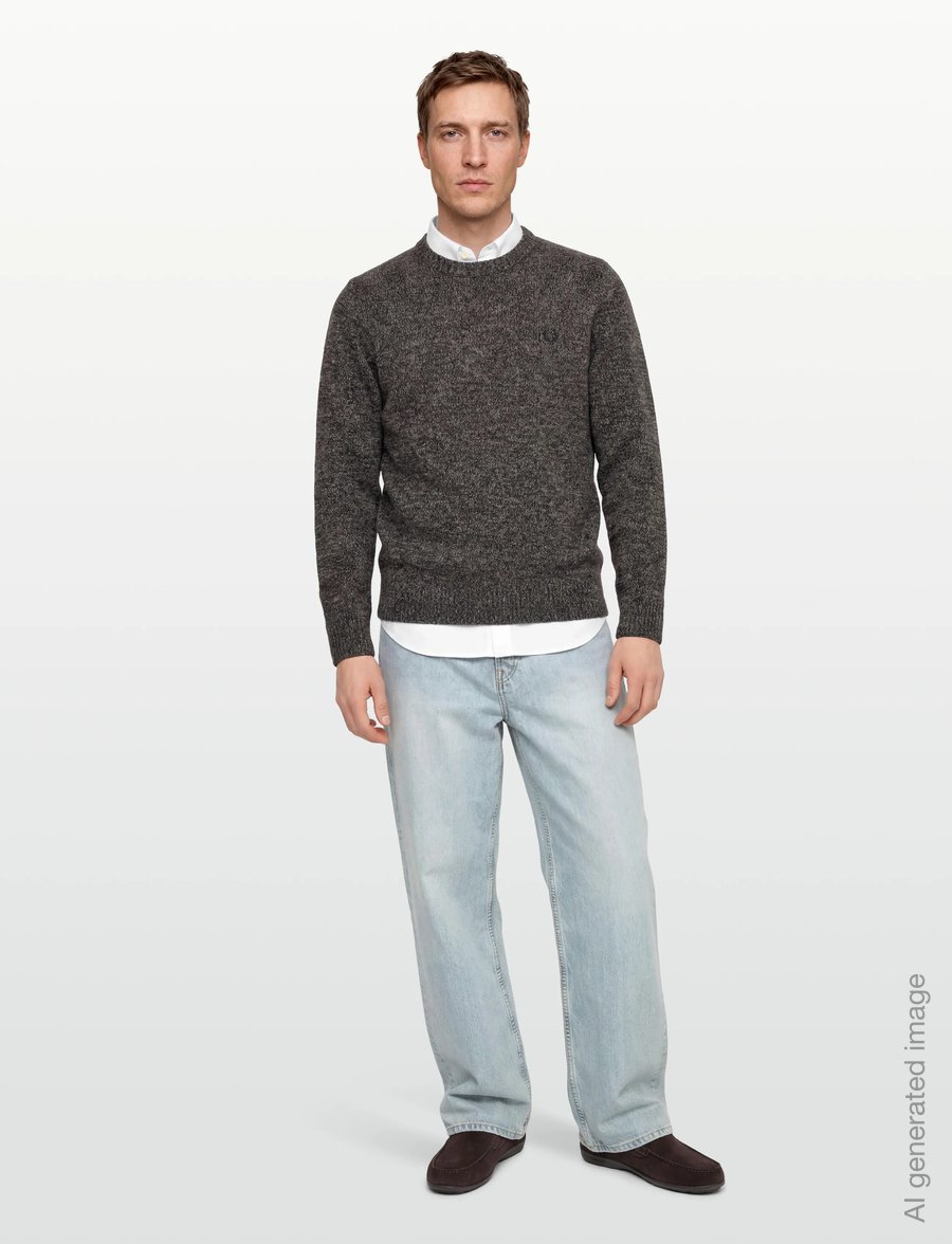 Fred Perry - TWISTED MARL JUMPER - rundhals - navy/woat/bntob - 0