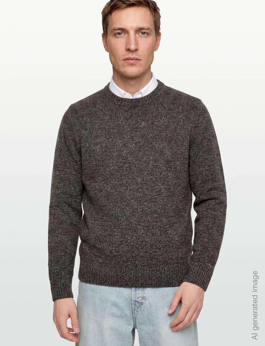 Fred Perry - TWISTED MARL JUMPER - rundhals - navy/woat/bntob - 3