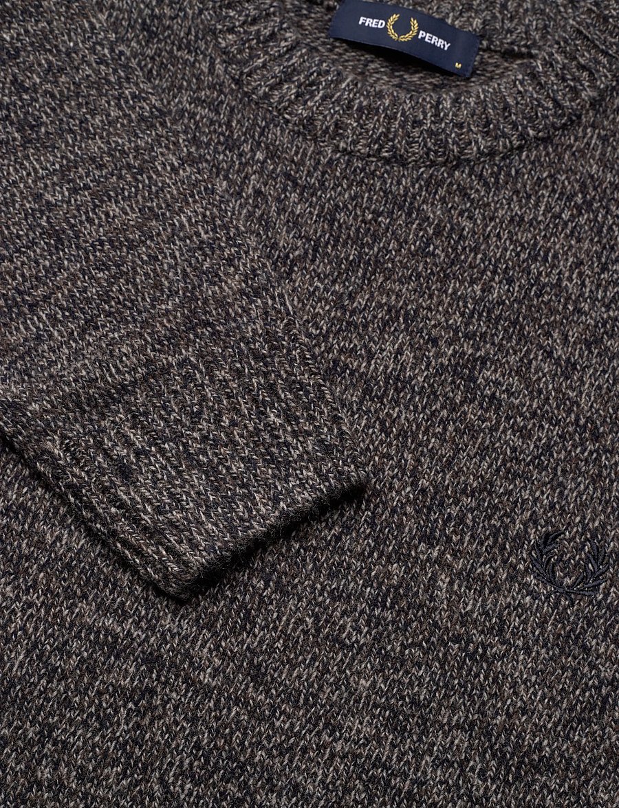 Fred Perry - TWISTED MARL JUMPER - rundhals - navy/woat/bntob - 5