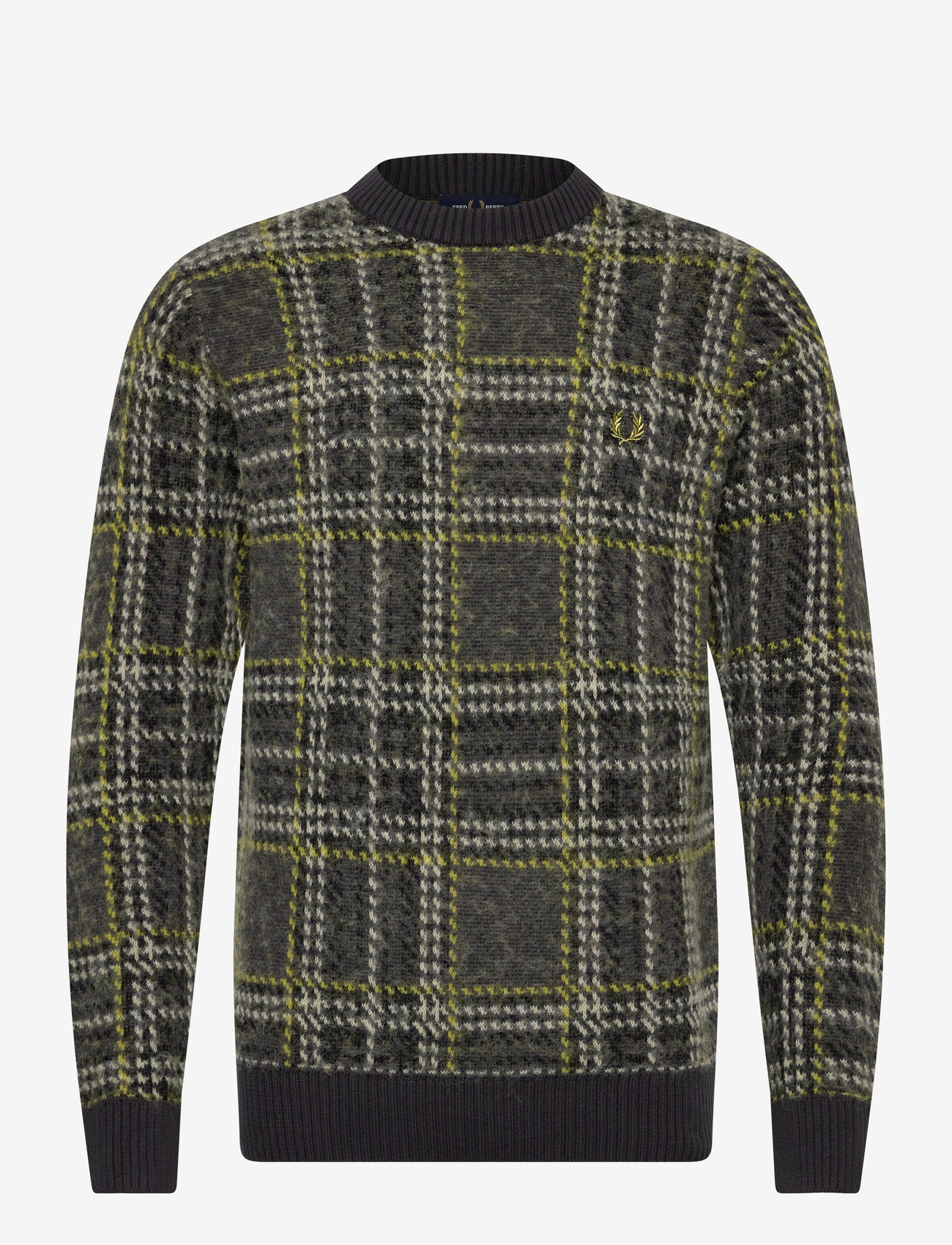 Fred Perry - BRUSHED TARTAN JMPR - round necks - anchor grey - 0