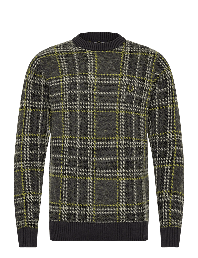 Fred Perry BRUSHED TARTAN JMPR - Round Necks - ANCHOR GREY / multi
