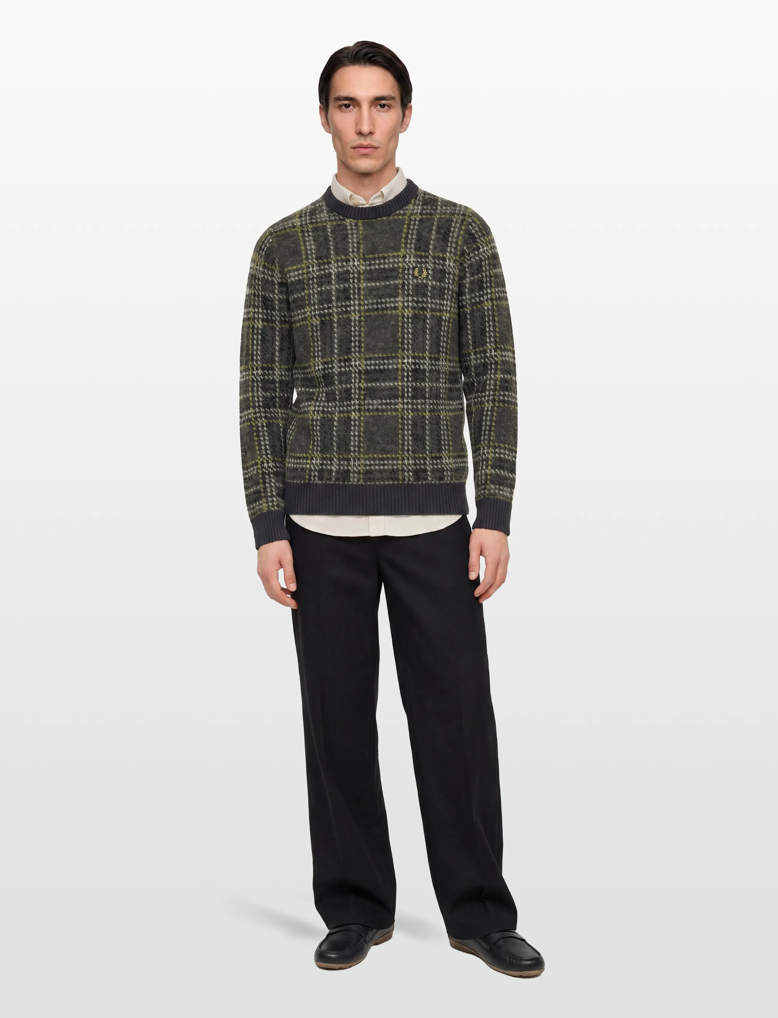 Fred Perry BRUSHED TARTAN JMPR - Strik - ANCHOR GREY / multi