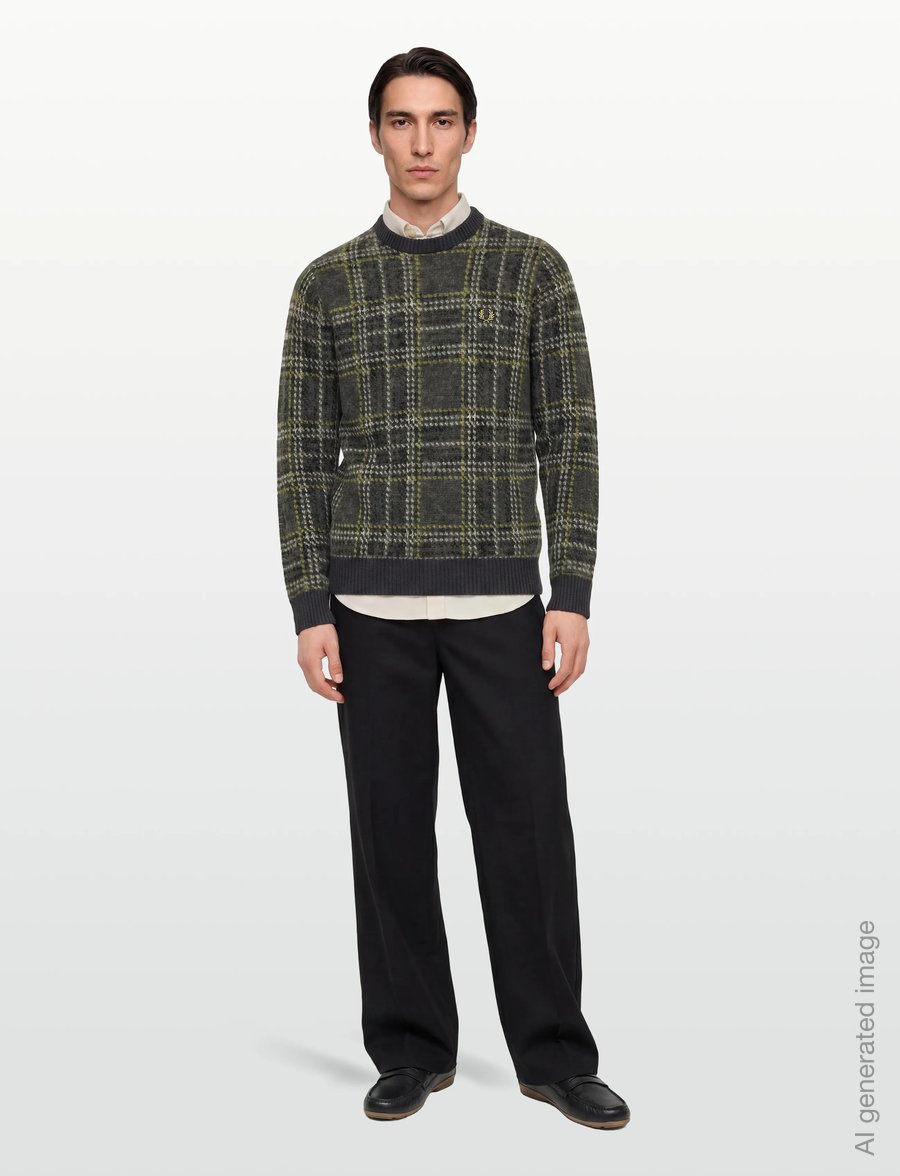 Fred Perry - BRUSHED TARTAN JMPR - rundhals - anchor grey - 0