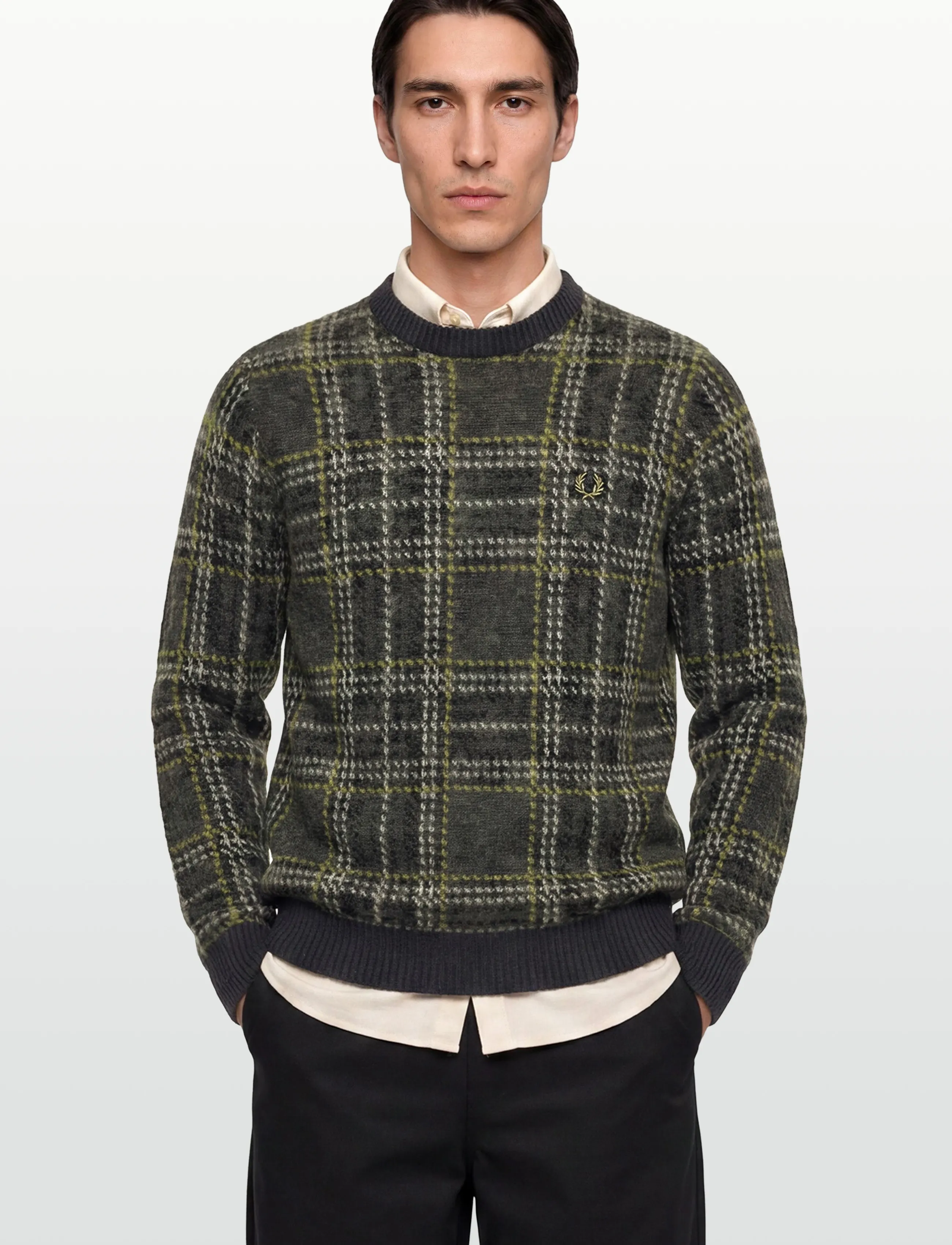 Fred Perry - BRUSHED TARTAN JMPR - rundhals - anchor grey - 3