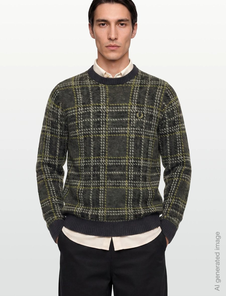 Fred Perry - BRUSHED TARTAN JMPR - rundhals - anchor grey - 3