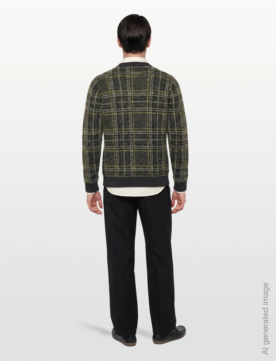 Fred Perry - BRUSHED TARTAN JMPR - rundhals - anchor grey - 4