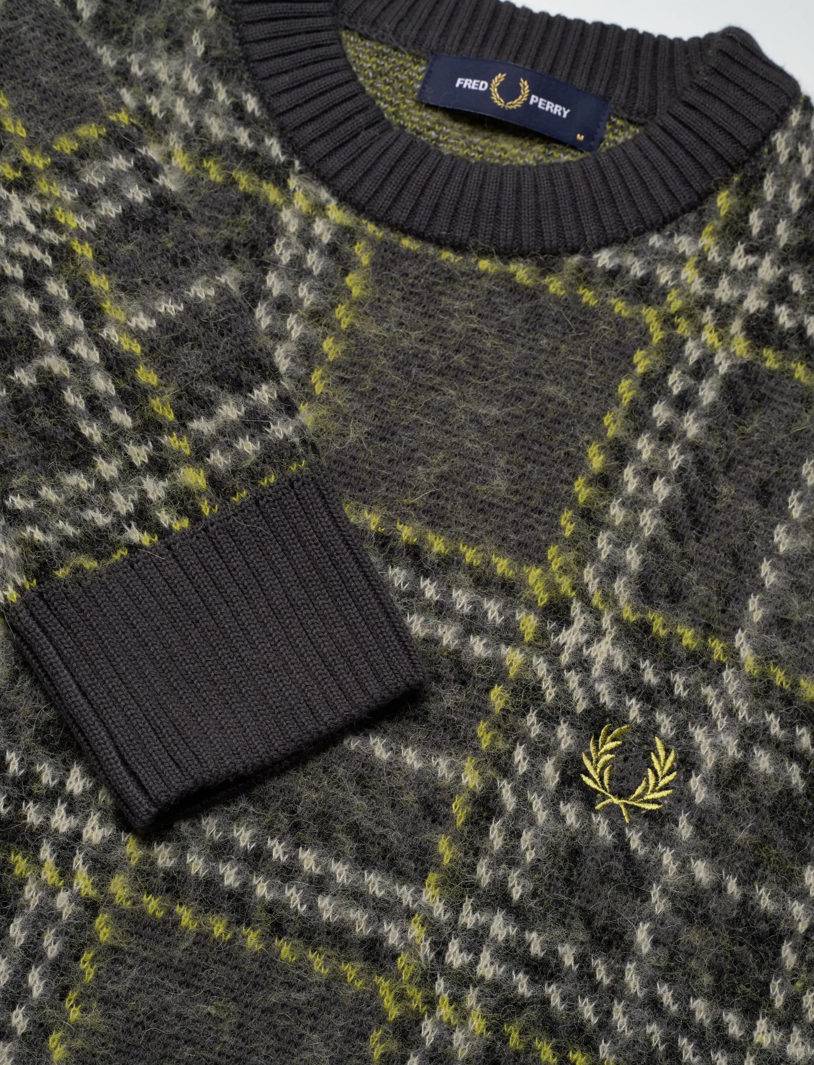 Fred Perry - BRUSHED TARTAN JMPR - rund hals - anchor grey - 2