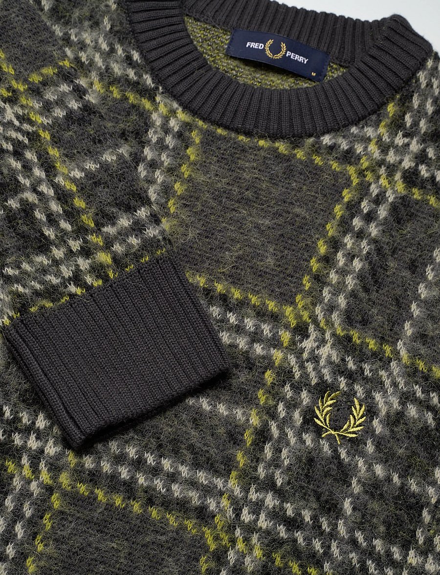 Fred Perry - BRUSHED TARTAN JMPR - rundhals - anchor grey - 5