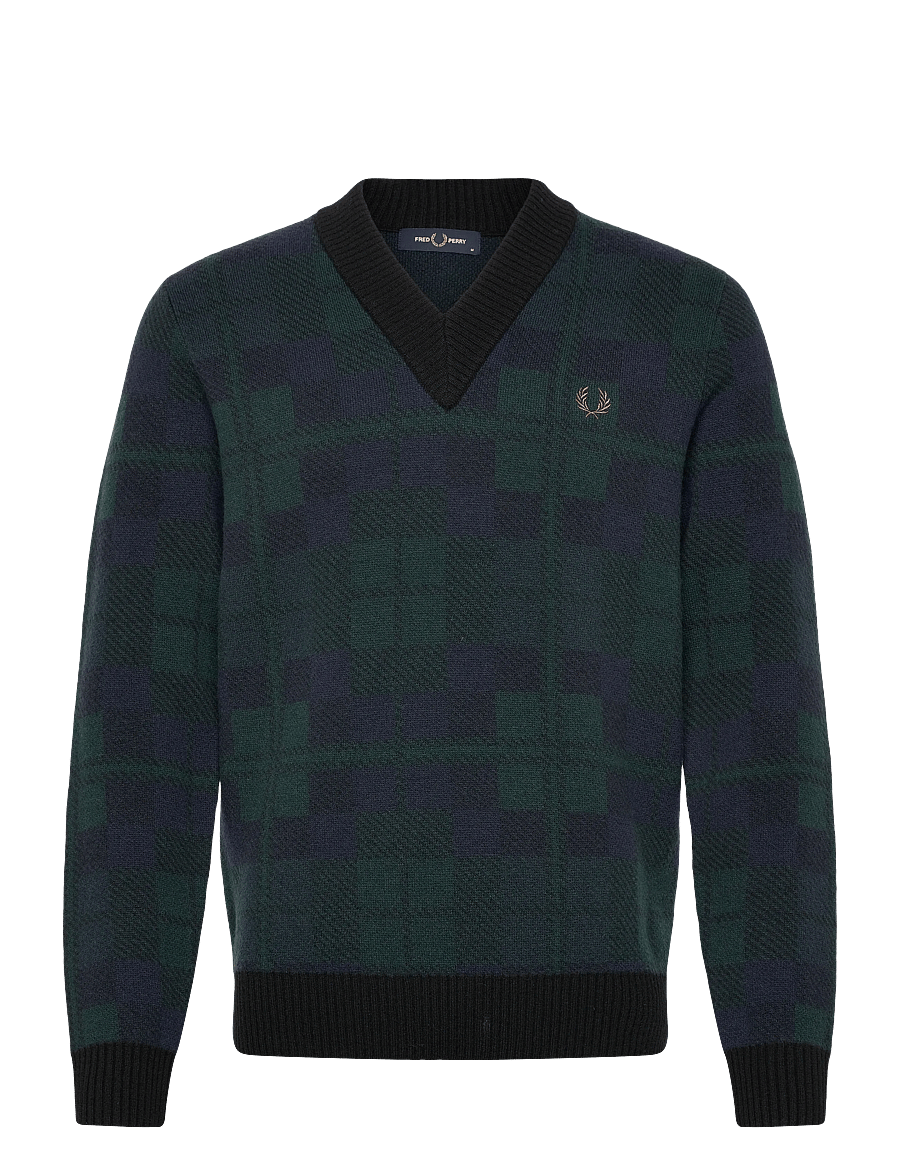 Fred Perry - BLACK WATCH TARTAN JMPR - v-ausschnitt - blackwatch tarta - 1
