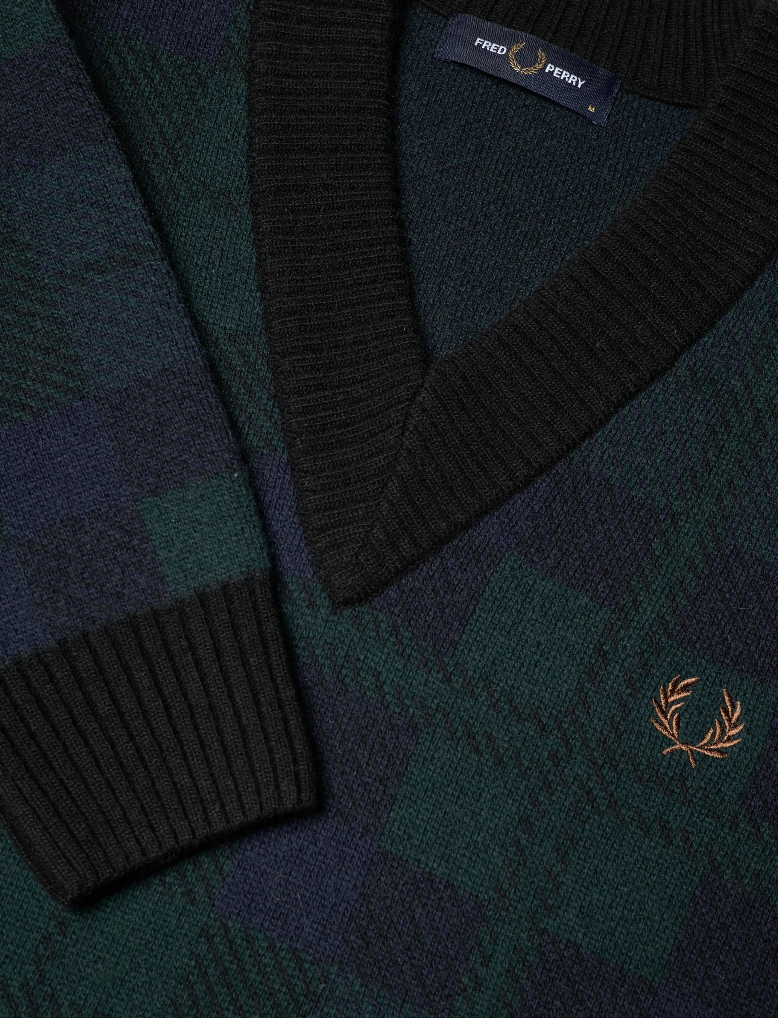 Fred Perry - BLACK WATCH TARTAN JMPR - v-ausschnitt - blackwatch tarta - 2