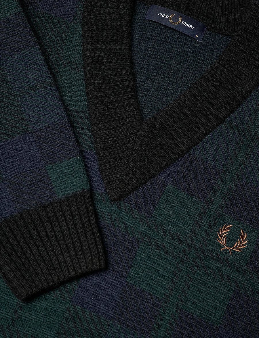 Fred Perry - BLACK WATCH TARTAN JMPR - v-ausschnitt - blackwatch tarta - 5