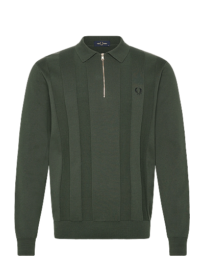 Fred Perry TONAL STRIPE KNITTED SHIRT - Fred Perry - COURT GREEN / green