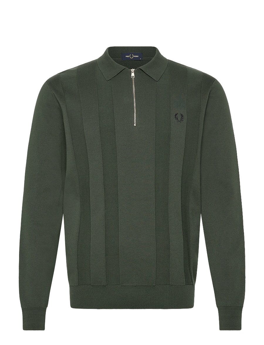 Fred Perry - TONAL STRIPE KNITTED SHIRT - long-sleeved knitted polos - court green - 0