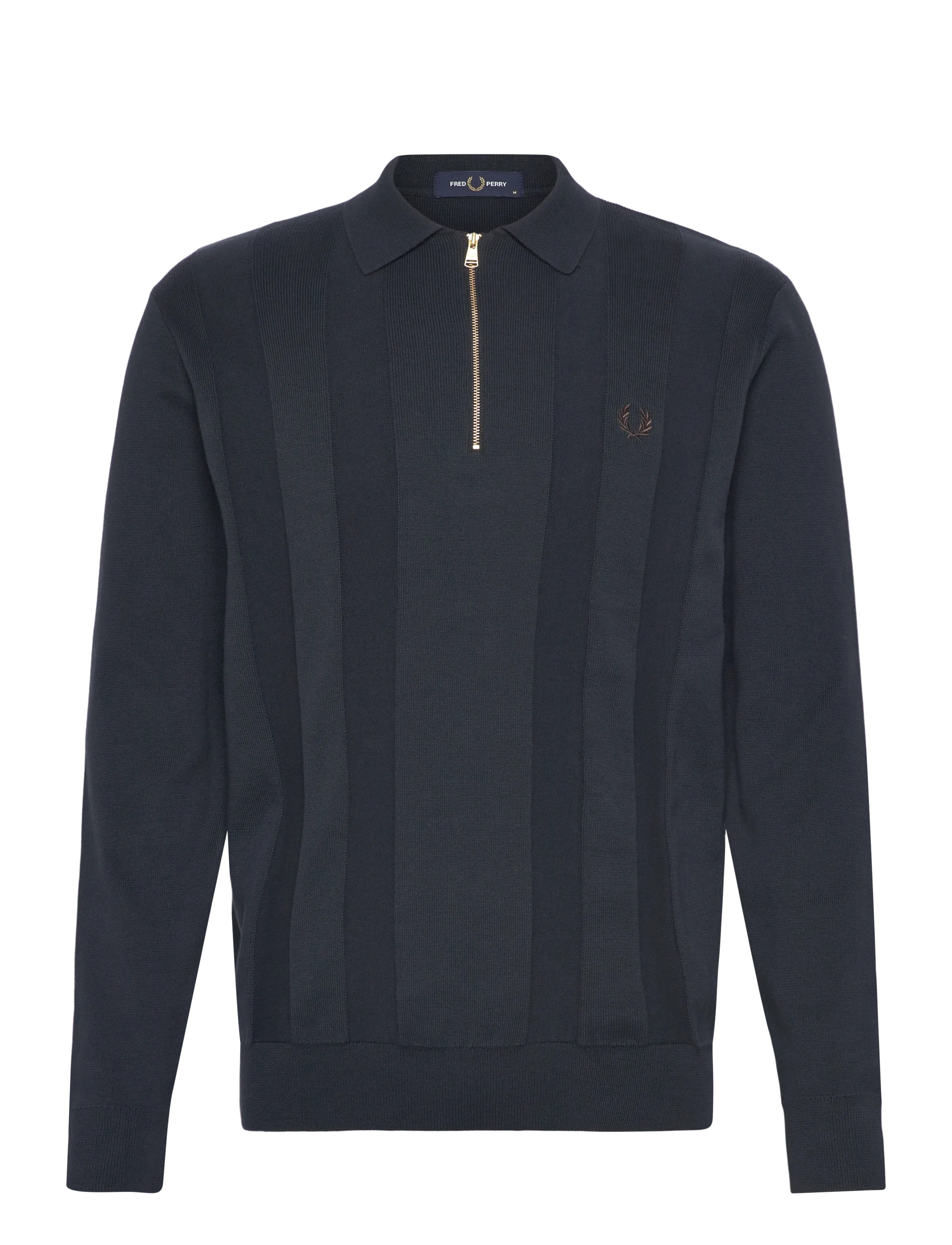 FRED PERRY Tonal Stripe Strick Shirt Navy - L - Herren