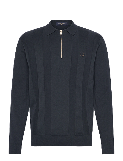 Fred Perry TONAL STRIPE KNITTED SHIRT - Fred Perry - NAVY / navy