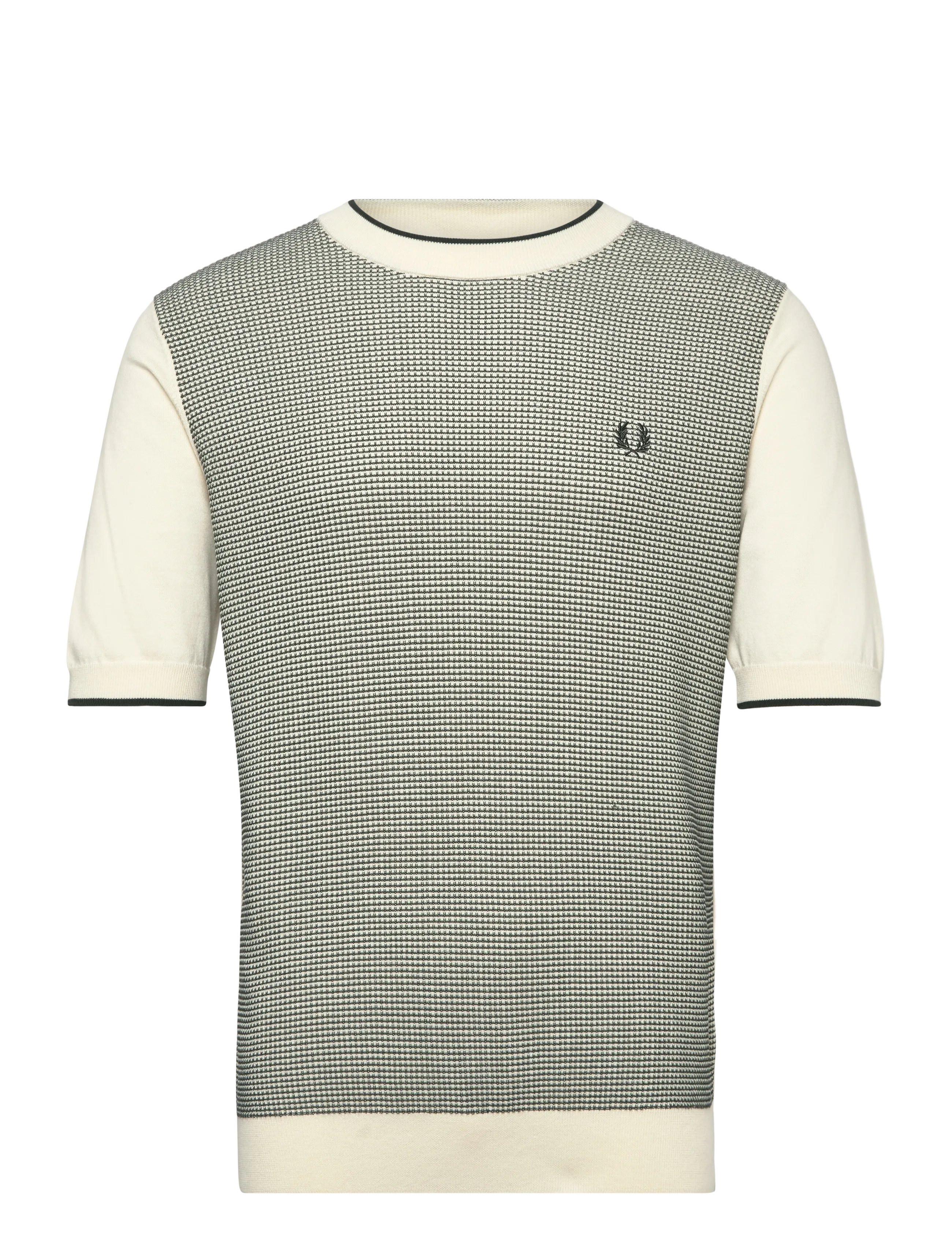 FRED PERRY Tonic Waffle Strick T-Shirt Cream - M - Herren