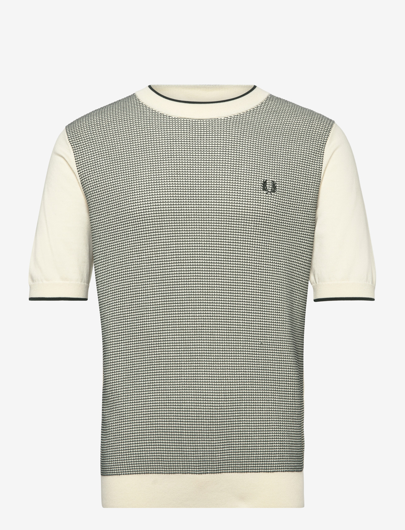 Fred Perry - TONIC WAFFLE KNITTED T-SHIRT - kortærmede t-shirts - ecru - 1
