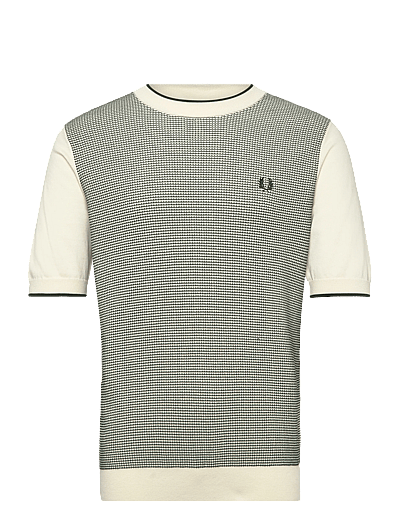 Fred Perry TONIC WAFFLE KNITTED T-SHIRT - Fred Perry - ECRU / cream
