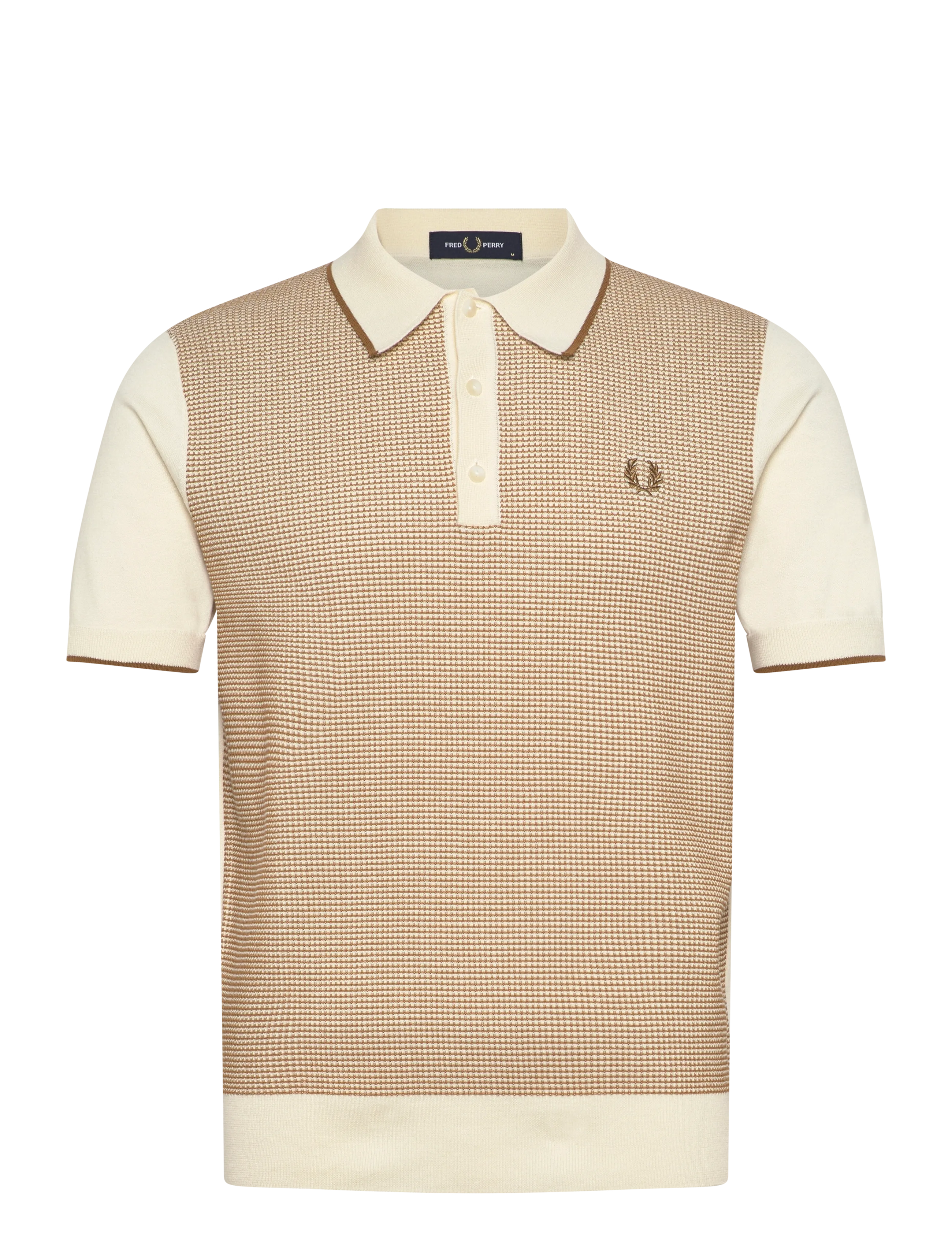 Fred Perry Tonic Waffle Knitted Shirt, M, Multi/patterned, Poloer > Kortærmede, Herre