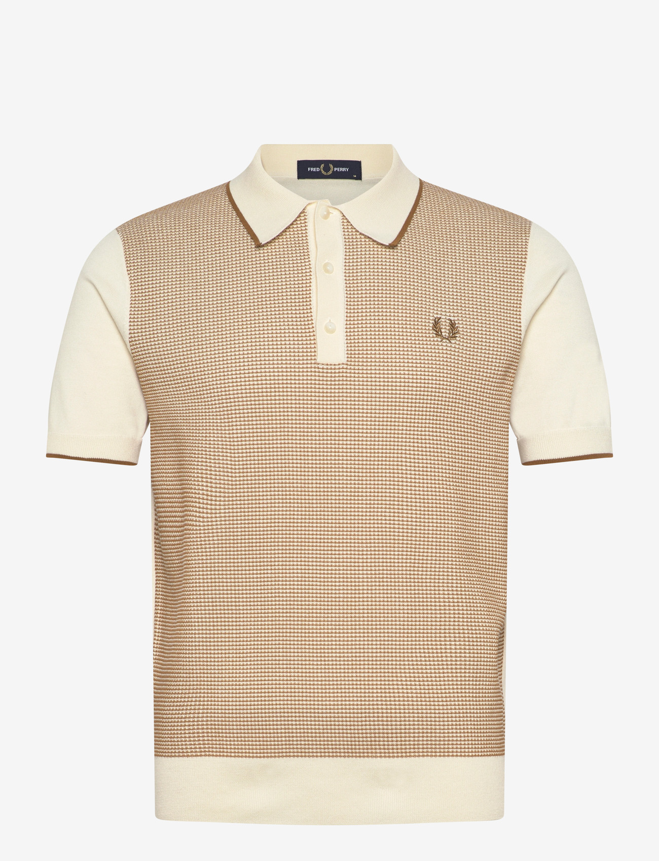 Fred Perry - TONIC WAFFLE KNITTED SHIRT - polostrik - ecru - 0