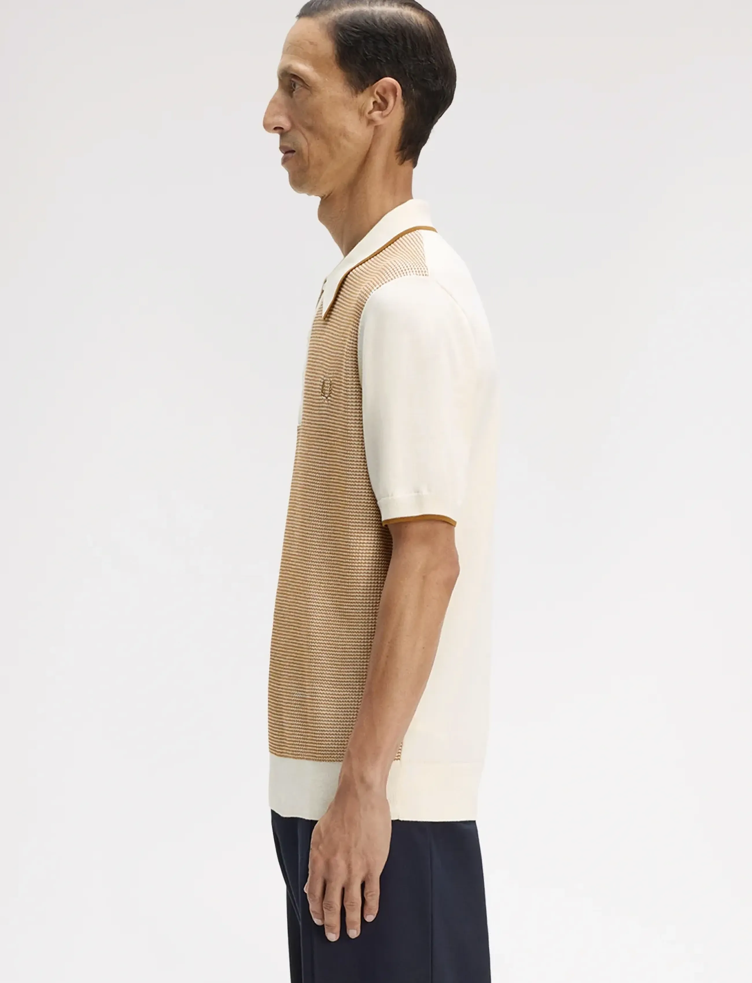 Fred Perry - TONIC WAFFLE KNITTED SHIRT - kootud polosärgid - ecru - 2