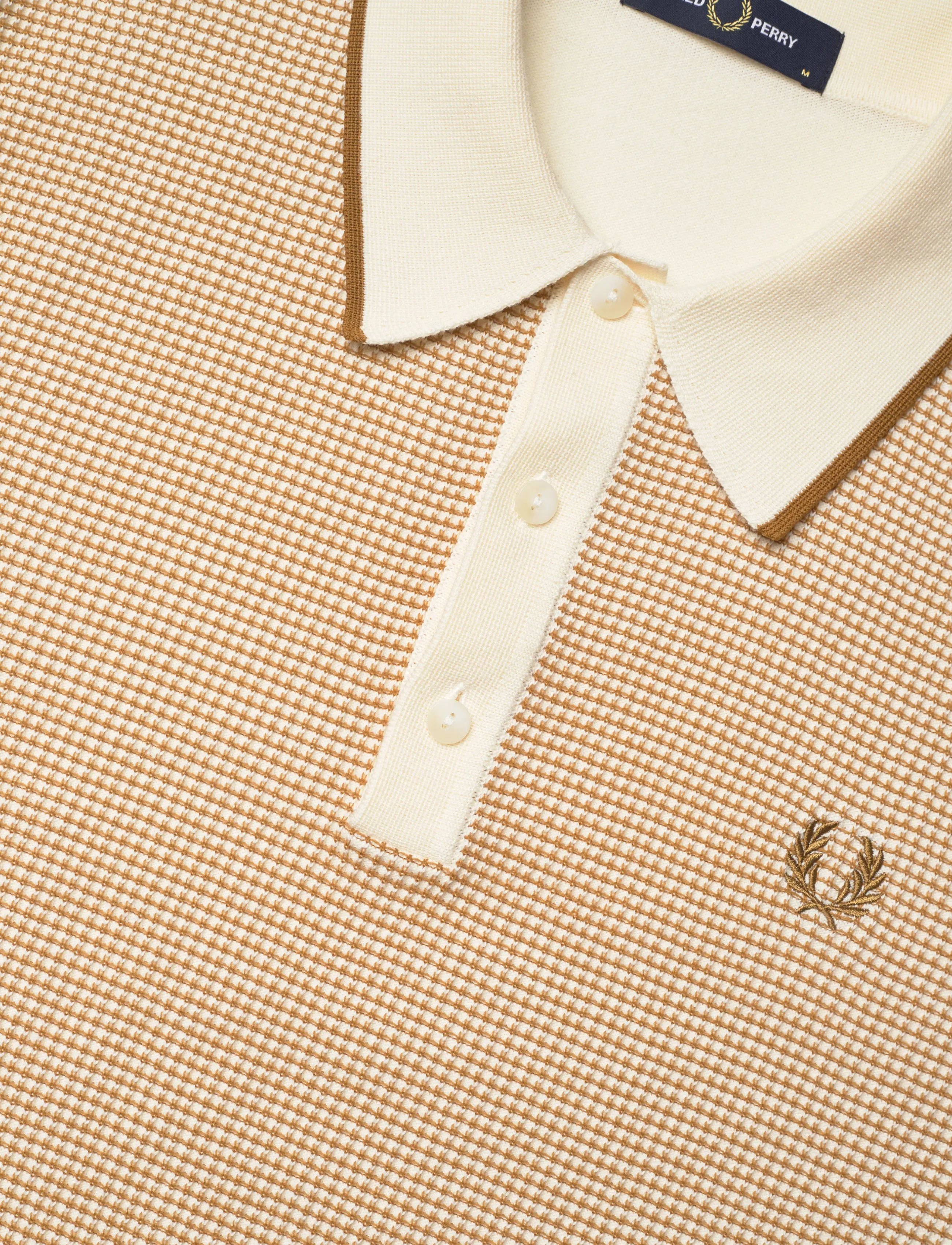 Fred Perry - TONIC WAFFLE KNITTED SHIRT - kootud polosärgid - ecru - 3