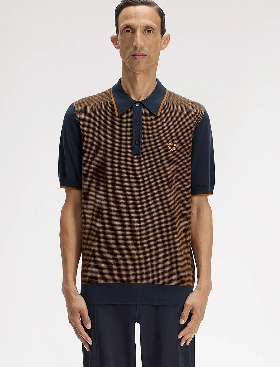 Fred Perry - TONIC WAFFLE KNITTED SHIRT - polostrik - navy - 0