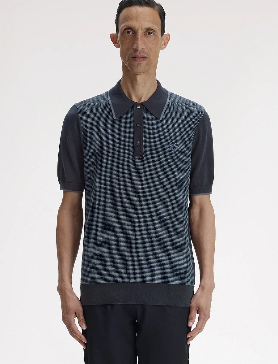 Fred Perry - TONIC WAFFLE KNITTED SHIRT - polostrik - navy - 0