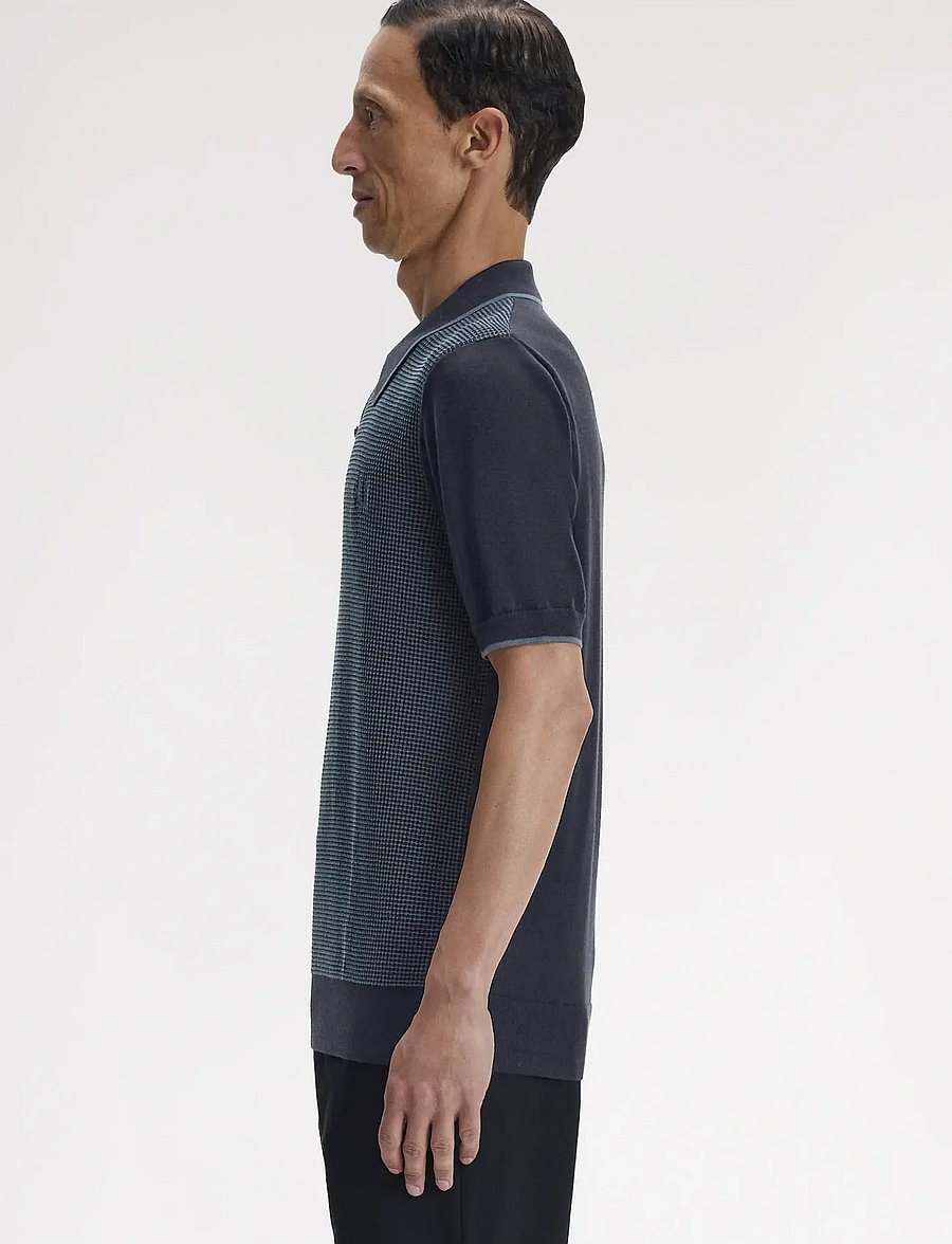 Fred Perry - TONIC WAFFLE KNITTED SHIRT - polostrik - navy - 3